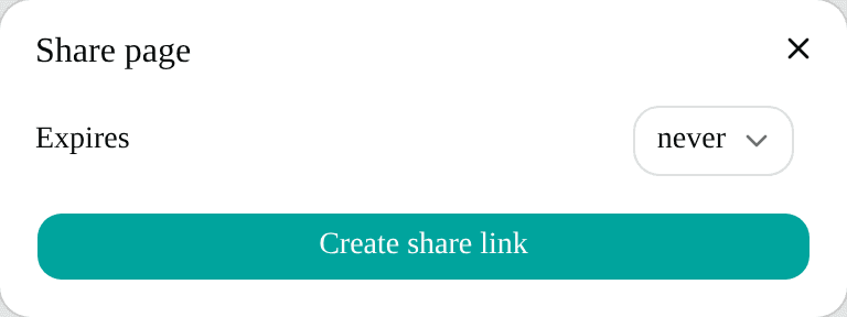 PagePocket share dialog with expiry options