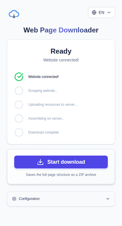PagePocket extension side panel ready to save the current page